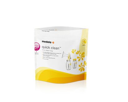 A parte da frente de um saco para micro-ondas Medela Quick Clean™.