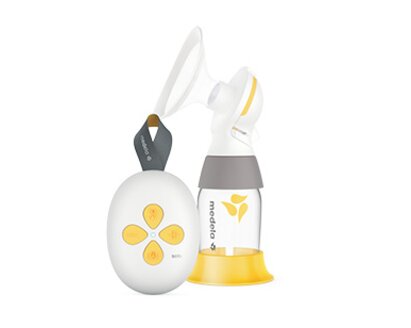Solo™ single electric breast pump Medela Solo™ enkele elektrische borstkolf, borstschild en opvangreservoir