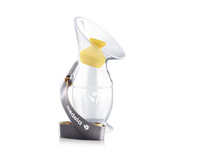 Silicone breast milk collector Coletor de leite materno de silicone apresentado com rolha e cordão