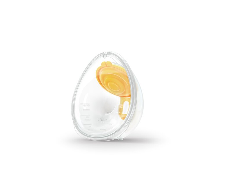 Medela Handsfree opvangbeker met geïnstalleerd borstschild