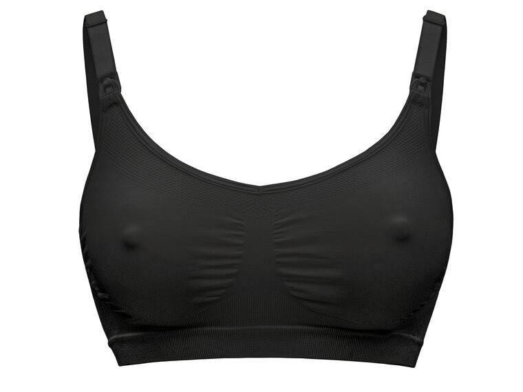 De Medela Keep Cool™ BH in zwart, vooraanzicht.