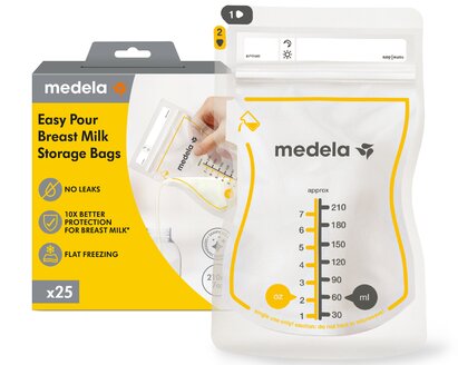 Einzelhandelsverpackung für Medela Easy Pour Breast Milk Storage Bags, 25 Stück | No Leaks, BPA frei