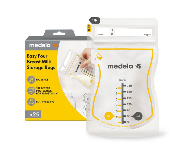 Einzelhandelsverpackung für Medela Easy Pour Breast Milk Storage Bags, 25 Stück | No Leaks, BPA frei