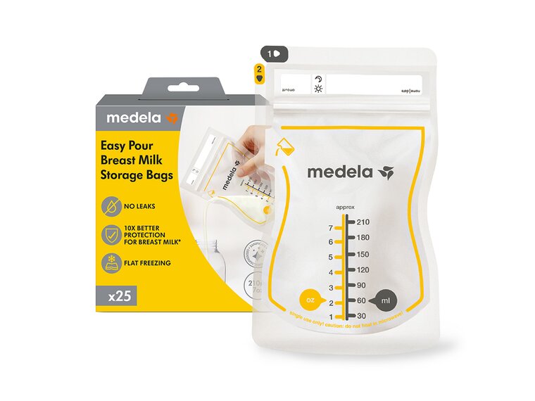Winkelverpakking voor Medela Easy Pour Bewaarzakjes voor moedermelk, 25 stuks, lekt niet, BPA-vrij