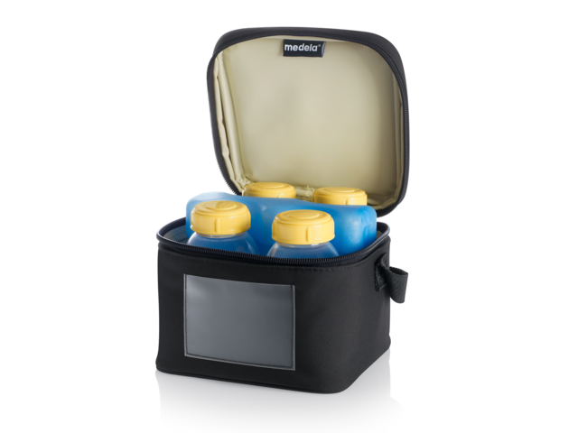 Medela Cooler Bag comes with 4 Medela Breast milk storage bottles and a separate ice pack