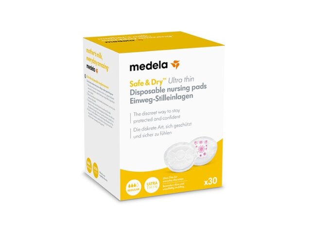 Emballage de vente au détail pour les coussinets d'allaitement jetables Medela Safe & Dry™ Ultra-thin, x30