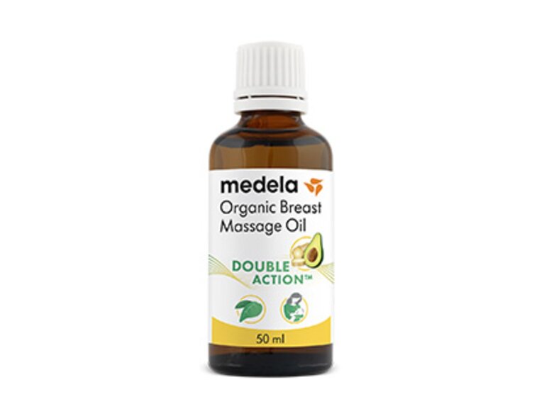 Een ongeopende fles van 50ml Medela Biologische borstmassageolie.