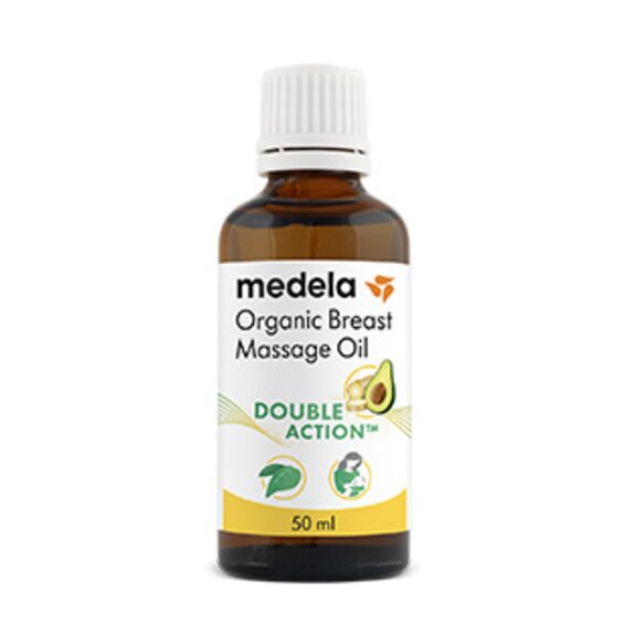 Een ongeopende fles van 50ml Medela Biologische borstmassageolie.