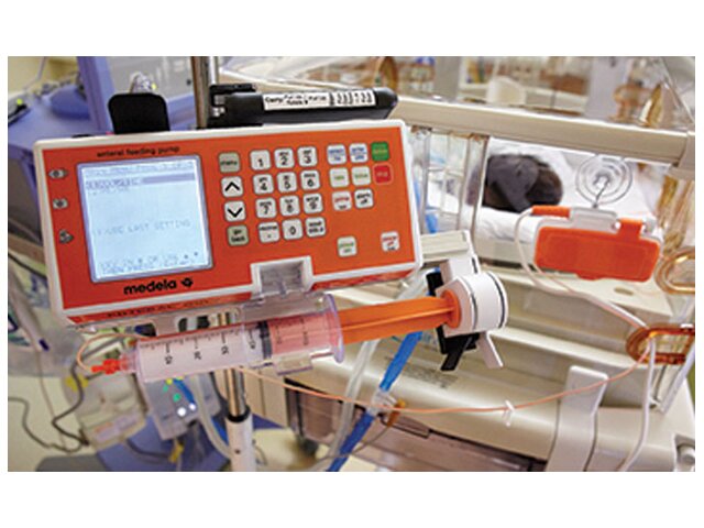 A Medela Enteral Feeding Pump in use on the neonatal ward of a hospital.