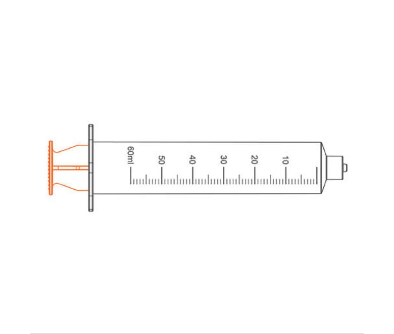 A graphic drawing of a Medela TwistLok® Enteral Syringe.