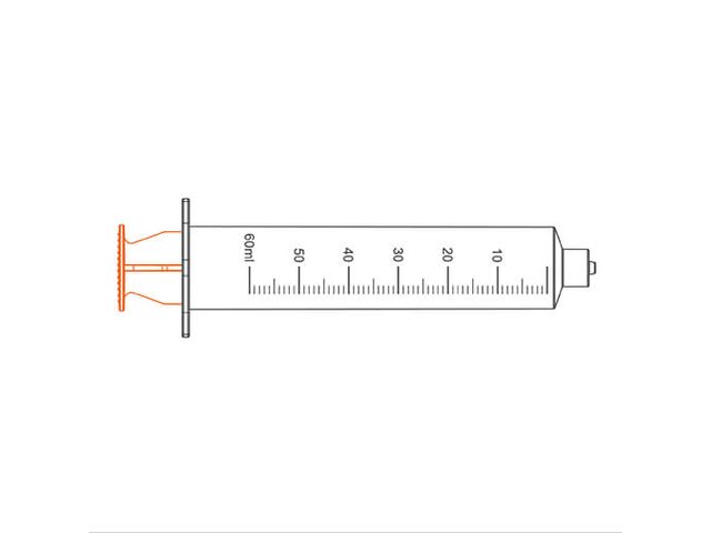 A graphic drawing of a Medela TwistLok® Enteral Syringe.