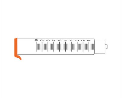 A graphic drawing of the Medela TwistLok® GraviFeed® Syringe.