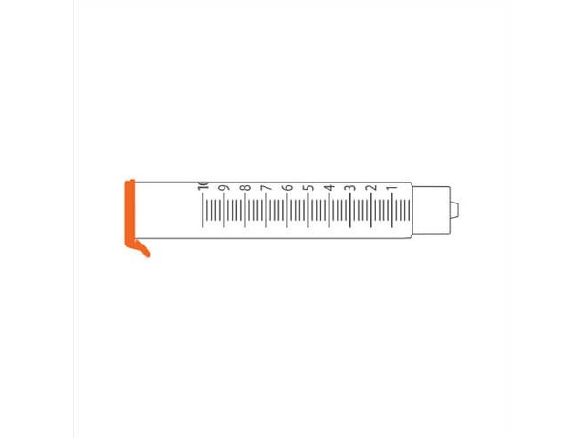 A graphic drawing of the Medela TwistLok® GraviFeed® Syringe.