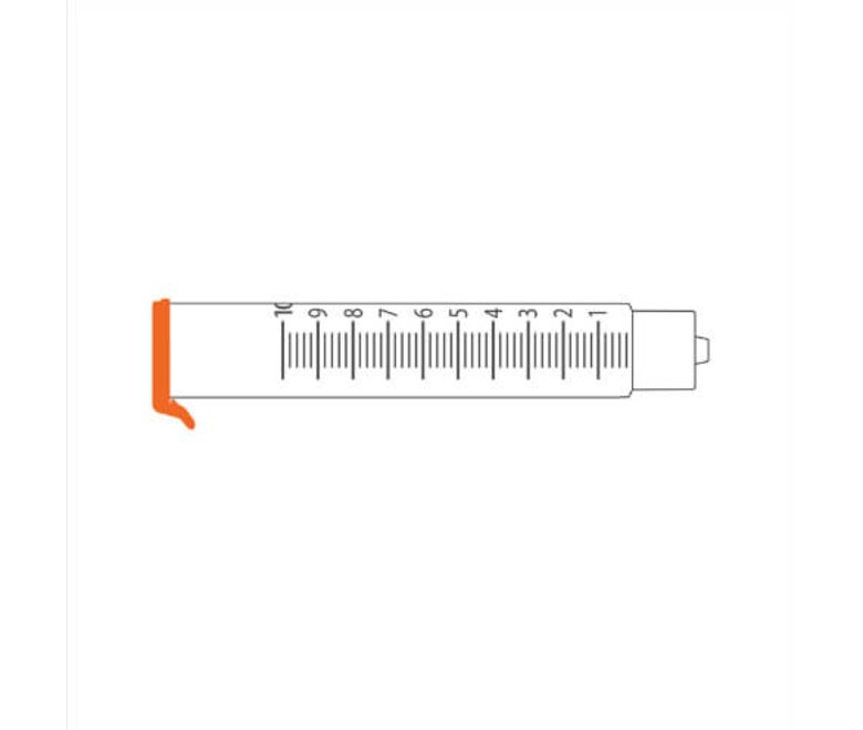 A graphic drawing of the Medela TwistLok® GraviFeed® Syringe.