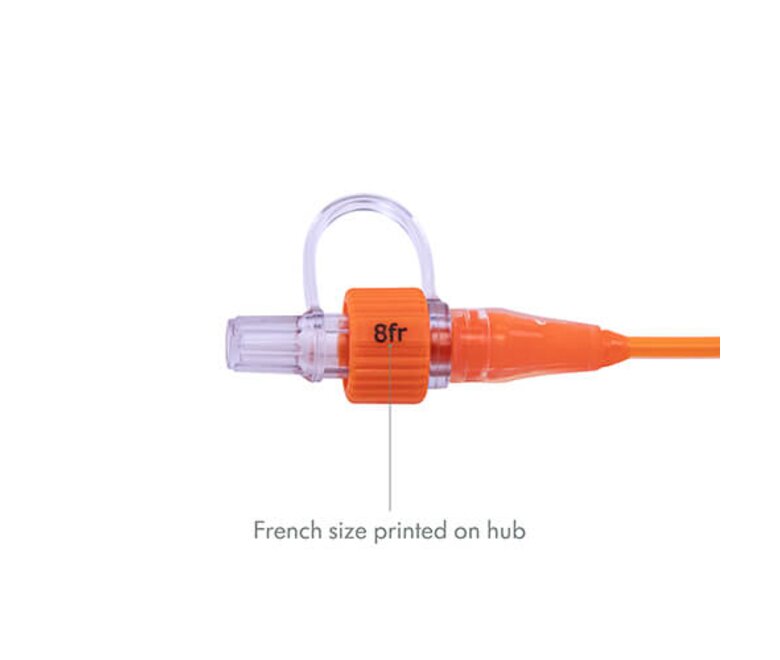 Medela Feeding Tubes with ENFit® Connectors are orange and have French size printed on the hub.