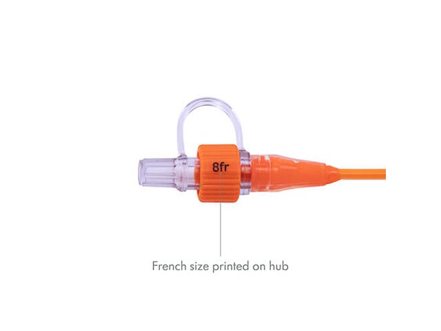 Medela Feeding Tubes with ENFit® Connectors are orange and have French size printed on the hub.