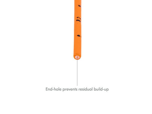 Medela Feeding Tubes with ENFit® Connectors are orange, have side holes and a hole at the end and come in various sizes.