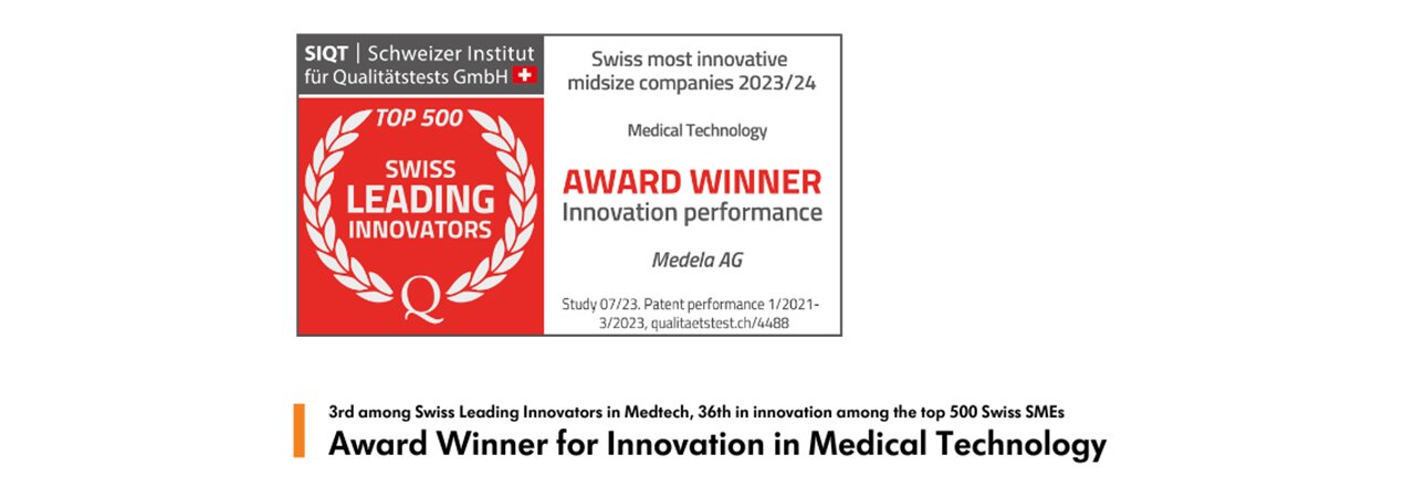 Medela ranked 3rd among Swiss Leading Innovators in the medical device sector.