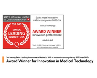 Medela ranked 3rd among Swiss Leading Innovators in the medical device sector.