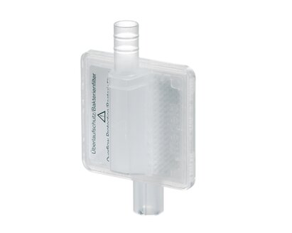 Um filtro de sucção descartável Medela Virus/Bacteria com proteção contra transbordo para utilização com os dispositivos de cuidados de saúde Medela.