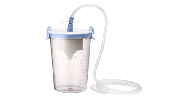 A Reusable Set from Medela, includes a PSU suction jar, plastic clamp holder and disposable tube, available in sizes 1, 2, 3 and 5 liters.