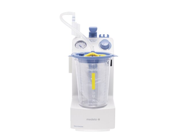 A Medela Vario 18 AC/DC Suction Pump with a 1.5l disposable suction jar.