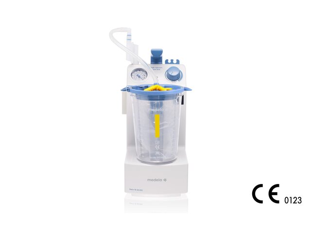 A Medela Vario 18 AC/DC Suction Pump with a 1.5l disposable suction jar.