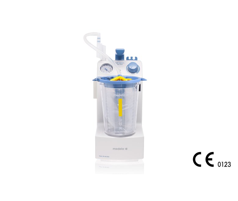 A Medela Vario 18 AC/DC Suction Pump with a 1.5l disposable suction jar.