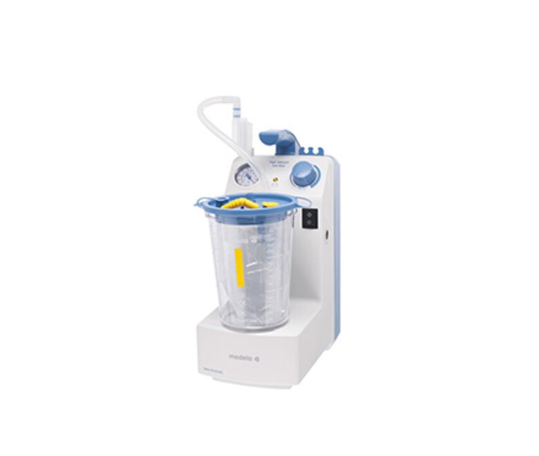 A side view of the Medela Vario 18 AC/DC Suction Pump with a 1.5l disposable suction jar.