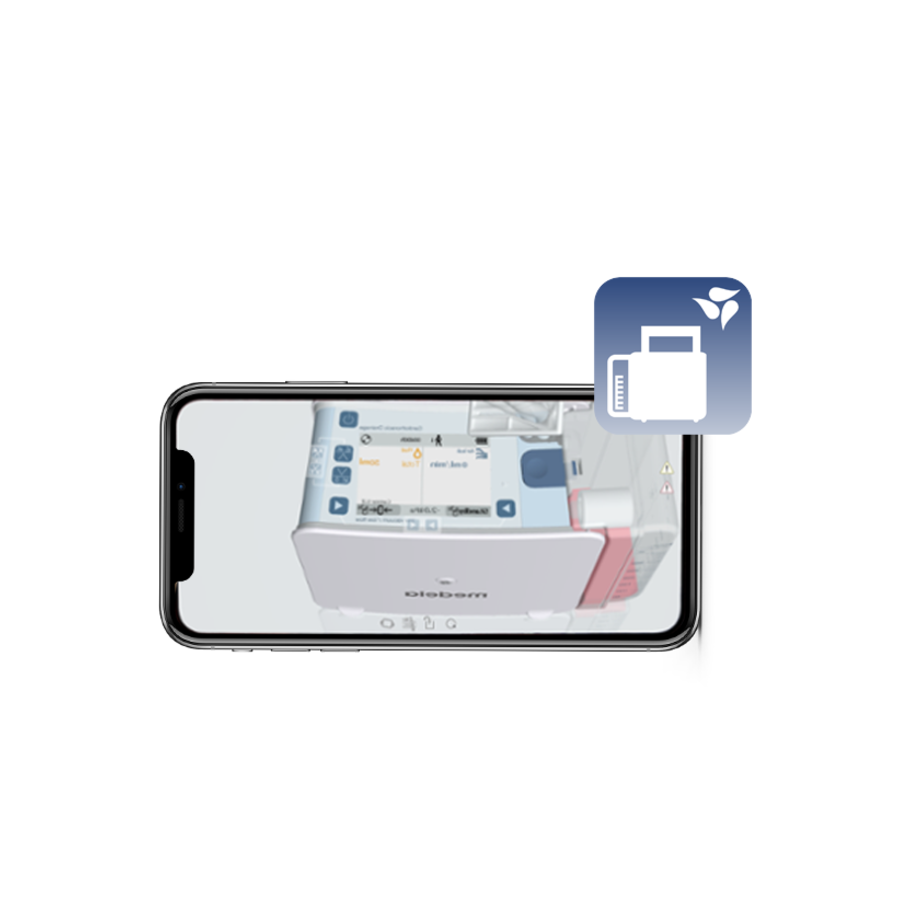 De schermafbeelding van de Medela Thopaz⁺ Simulator App.