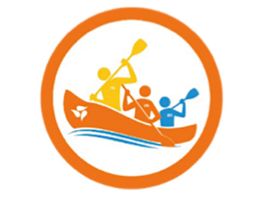 Het pictogram Werken bij Medela toont 3 mensen in een boot met het logo van Medela erop