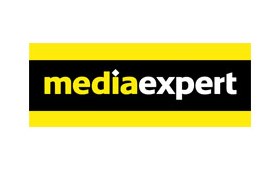 Logo firmy „mediaexpert.pl”, sprzedawcy produktów Medela w Polsce.