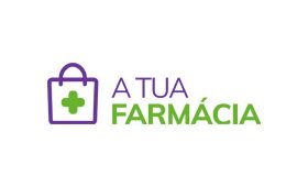 O logótipo da empresa “A TUA FARMACIA” em Portugal.