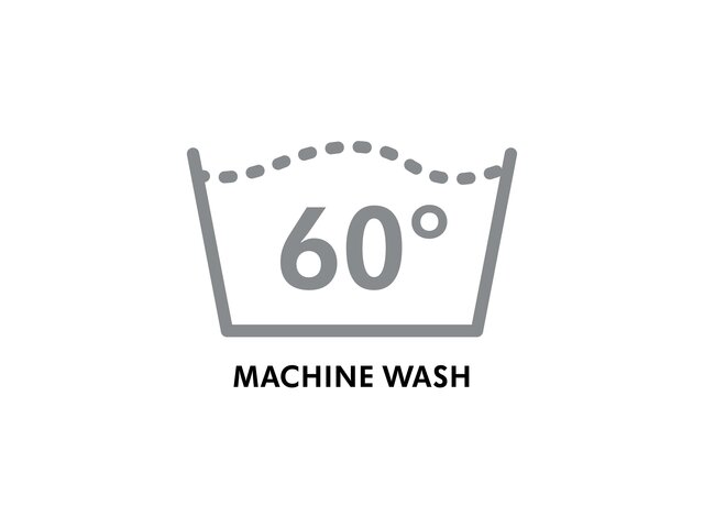 A washtub icon with 60 degrees inside and the text “Machine wash”.