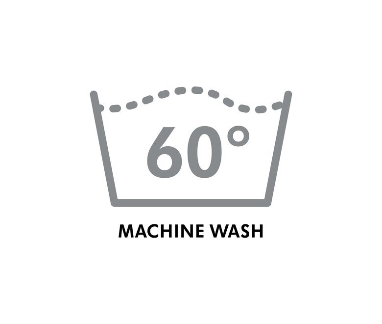 Ein Waschwannen-Symbol mit 60 Grad Innentemperatur und dem Text „Maschinenwäsche“.