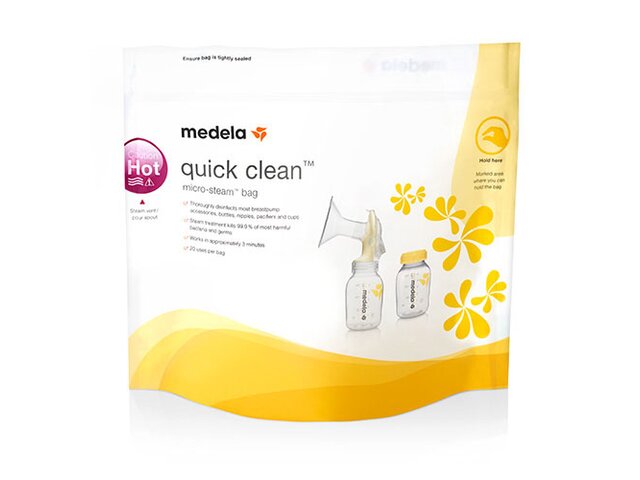 La face avant d'un sac micro-ondes Medela Quick Clean™.