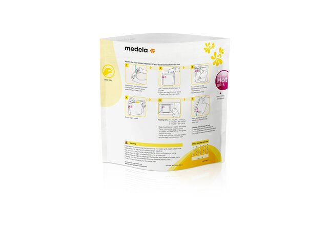 La face arrière d'un sac micro-ondes Medela Quick Clean™.