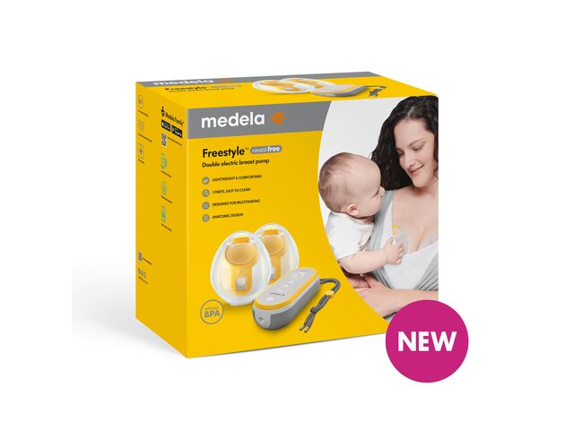 Retail packaging for Freestyle™ Hands-free double electric wearable breast pump.