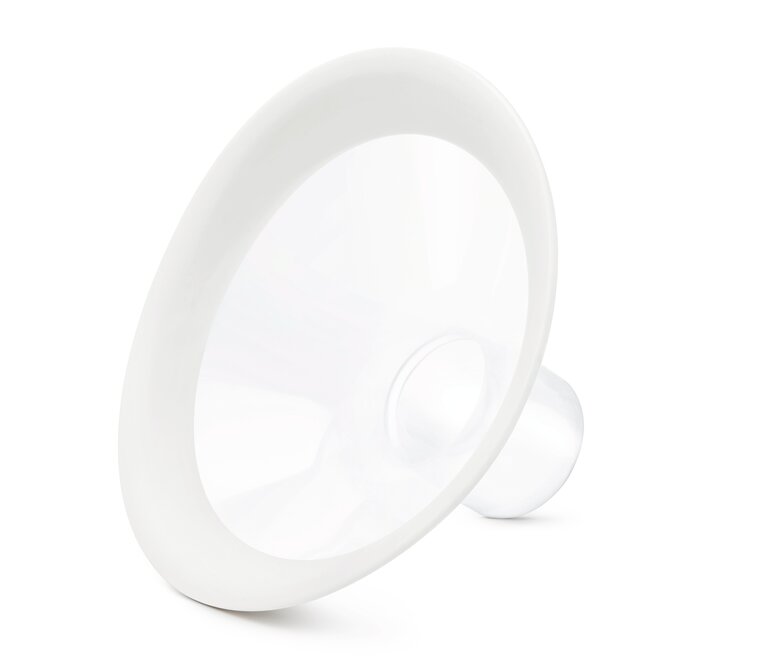Front angled view of a Medela PersonalFit Flex™ breast shield.