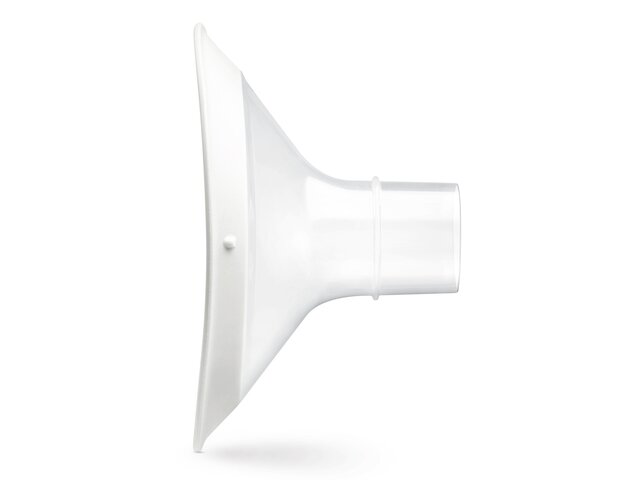 Side view of a Medela PersonalFit Flex™ breast shield.