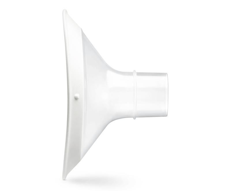 Side view of a Medela PersonalFit Flex™ breast shield.